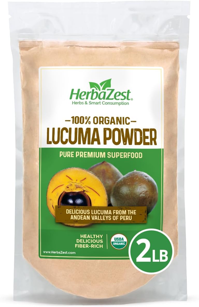 HerbaZest Lucuma Powder Organic - Delicious and Fiber Packed - Vegan - 2 LB (32oz / 907g) - Tasty Addition to Smoothies, Baked Goods, Cereal, Ice Cream & More! - Image 1